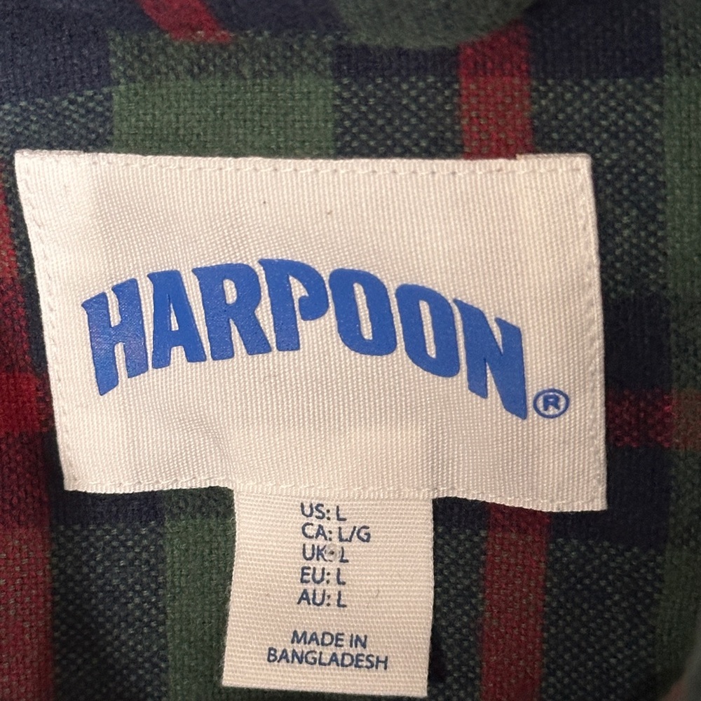 Harpoon Brewing Brewery 100% Cotton Flannel Men’s Plaid Shirt Large - Picture 3 of 4